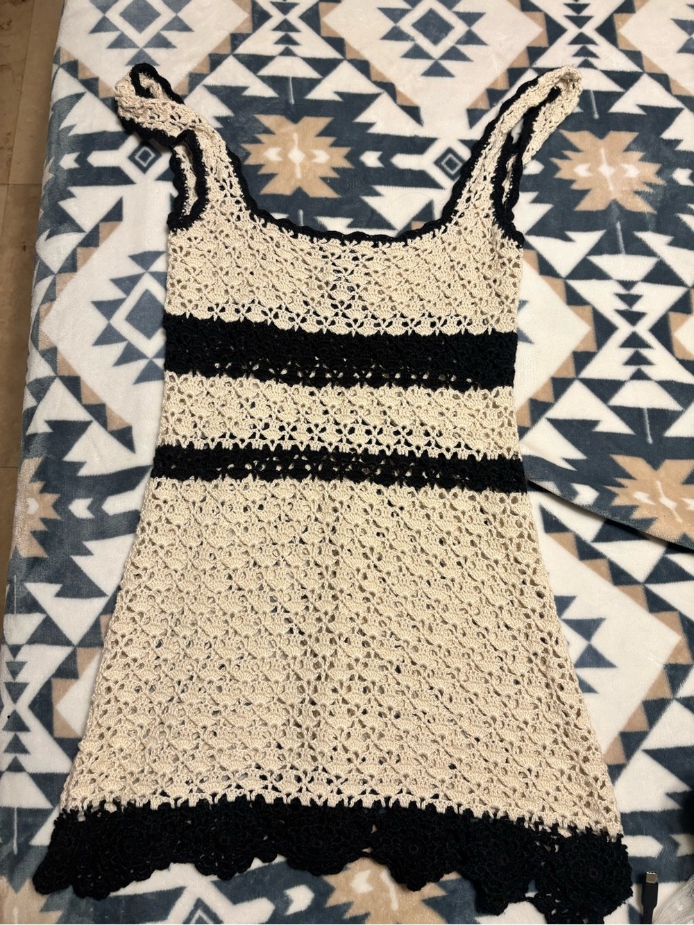 Rampage Cream and Black Crochet Camisole Tank